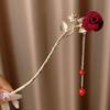 Haarnadel mit roter Blume und Quaste im chinesischen Stil für Damen