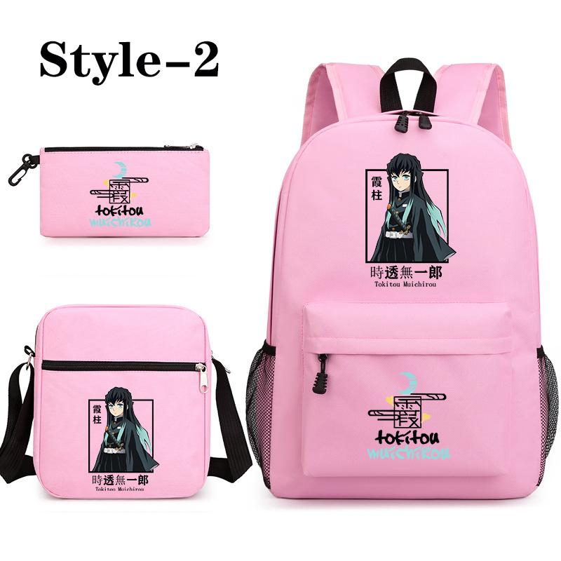 Anime Tokitou Muichirou Muster Rucksack Teenager Große Kapazität Anime Rucksack Umhängetasche Federmäppchen Schulrucksäcke