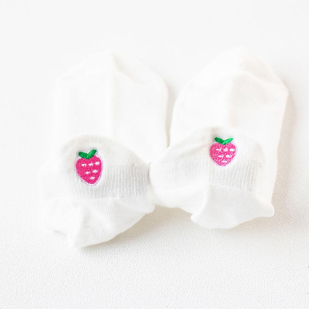 Cute Short Socks Women Set Strawberry Avocado Ankle Socks White Cartoons Cotton Low Cut Kawaii Fun Socks
