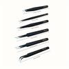 6pcs ESD Safe Stainless Steel Tweezers Set Anti-Static High Precision for DIY Electronics Repair & Model Building Ergonomic Grip with Protective Cover
