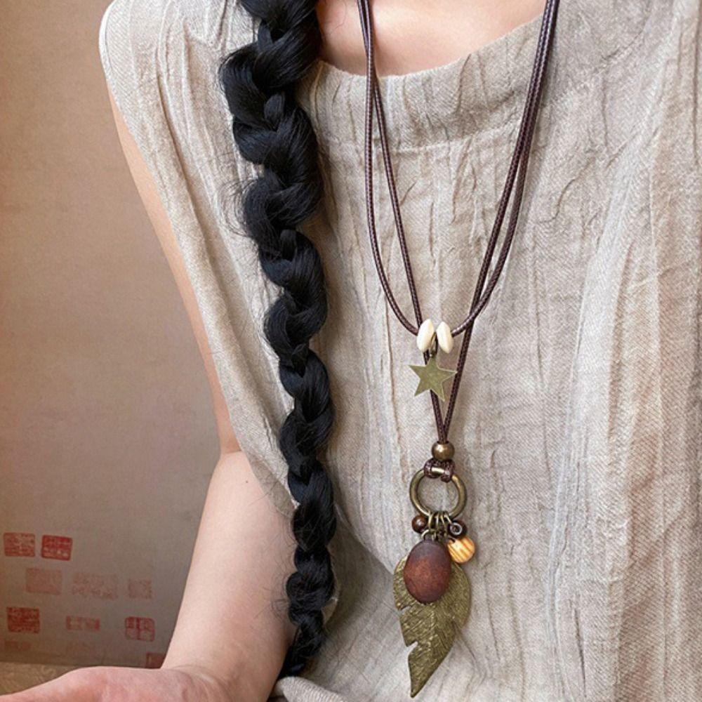 Geometric Bohemian Style Choker Long Sweater Chain Ethnic Style Necklace Jewelry Accessories