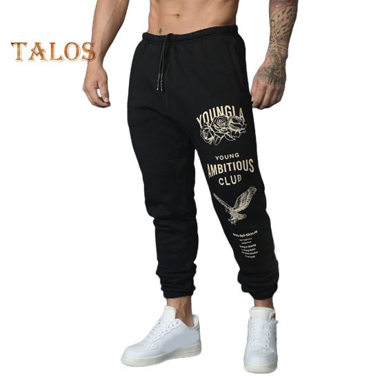 

Мужские спортивные брюки с эластичной талией на шнурке и карманами, принтованные джоггеры, свободные однотонные брюки с резинкой на щиколотке, спортивные штаны M чёрный