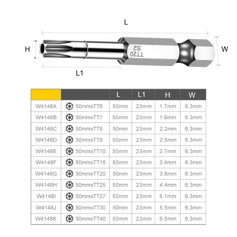 10Pieces Torx Head Screwdriver Bit Set Hex Shank Security Tamper Proof Screwdriver Drill Magnetic Screwdriver Bit Tool