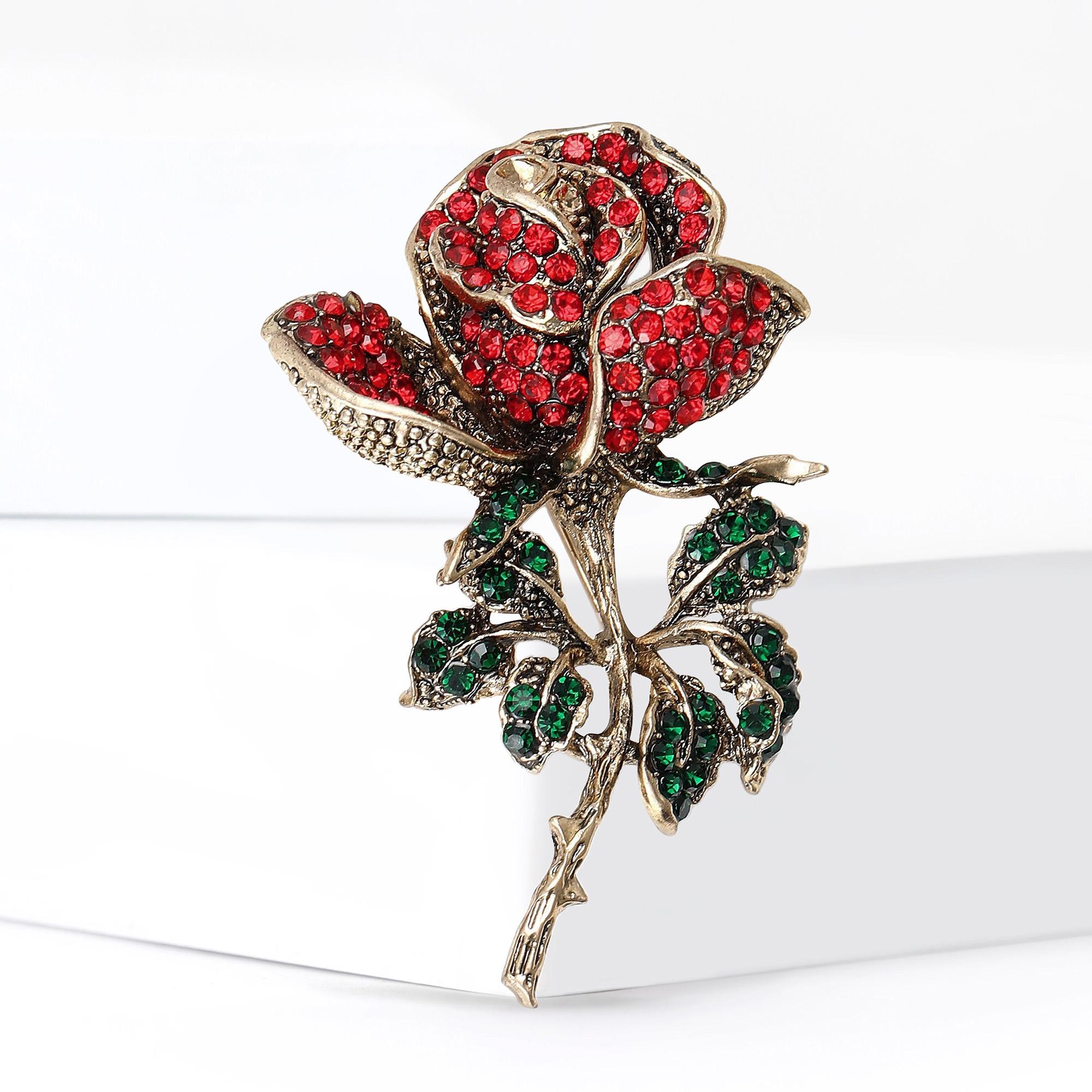 

Mother s Day Classic Rhinestone Rose Brooches for Women Plant Flower Pins Gift for Mother Party Friend Gifts Jewelry Accessories