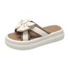 Thick-soled slippers women's summer outer wear 2025 new fashionable versatile bow non-slip high-end sense one-word sandals women