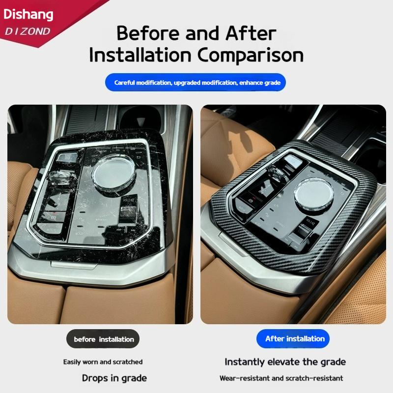 For BMW 7 SeriesG70 2025 Car Carbon Fiber Grain Central Control Gear Decorative Frame Interior Modification Supplies Accessories