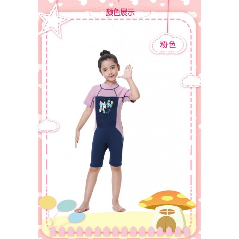 Kids 2.5mm Neoprene Wetsuit Short Sleeve Shorts Full Body Diving Suit With Rear Zipper Warm Swimwear Boys Girls