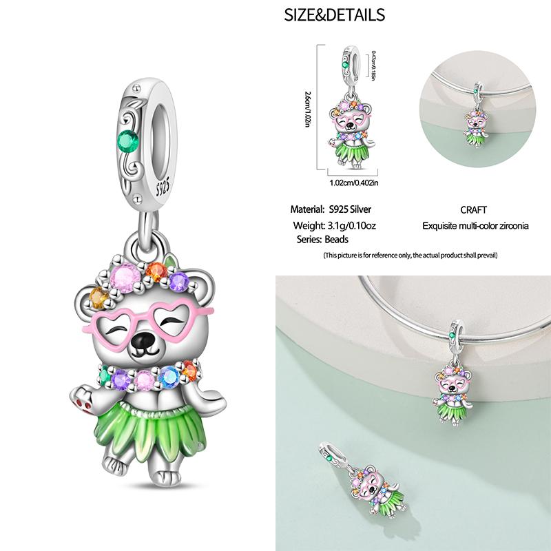 100% Copper Cute Little Bear Butterfly Flamingo Charms Beads Rose Princess Pendants Fit Diy Bracelets Jewelry Gifts