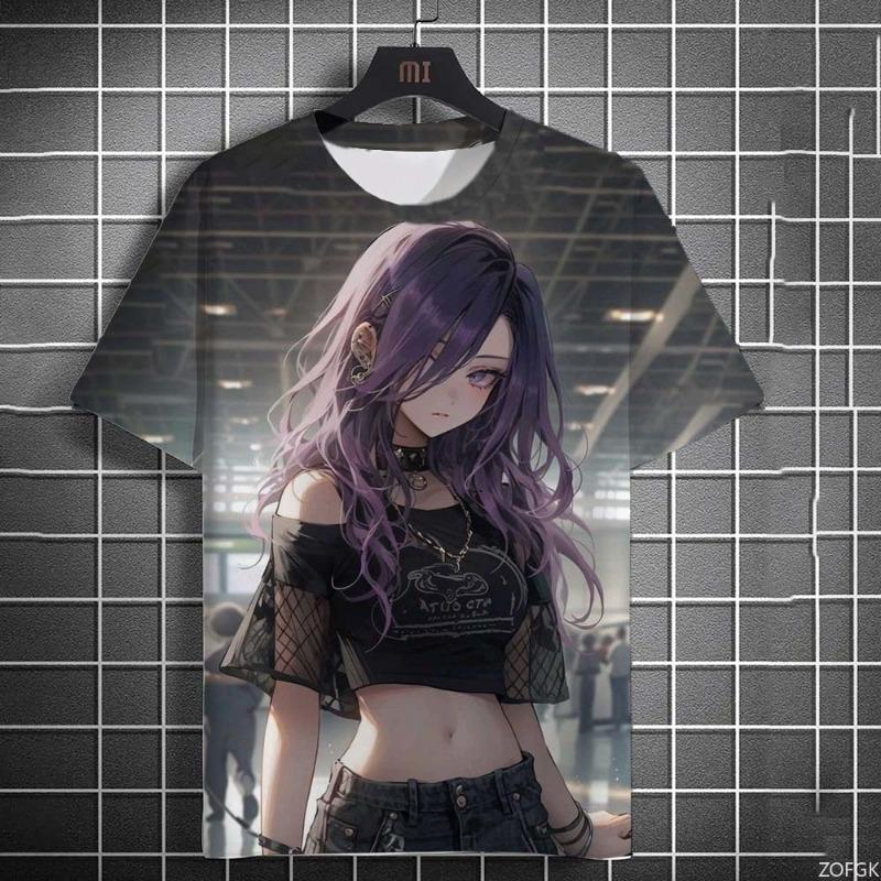 Sexy Anime Mädchen 3D-Druck T-Shirt Tops Herren Damen Mode Sport Übergröße Tops T-Shirts Sexy Mädchen Sommer T-Shirt Kinderbekleidung