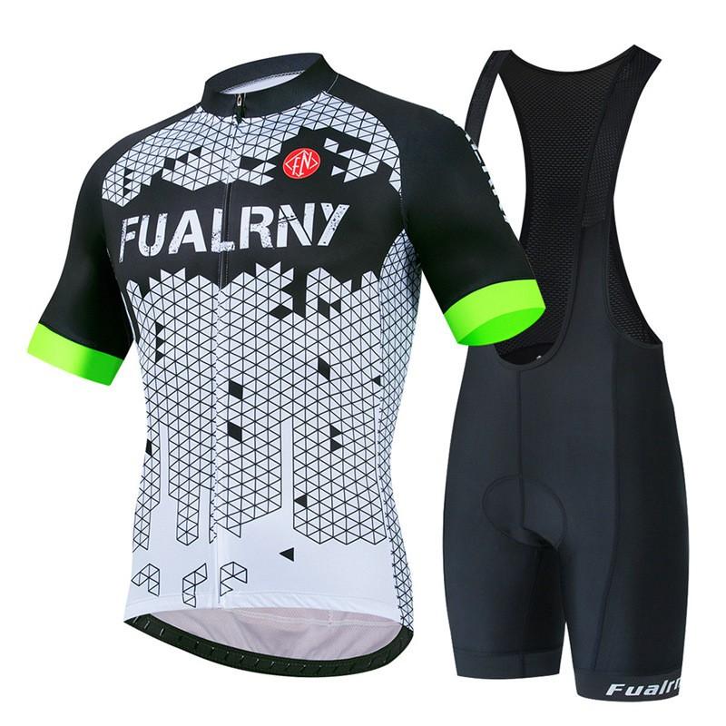 Mens Mountain Bike Cycling Jersey Bib Shorts Set Breathable Quick-Dry Sportswear Outdoor Riding