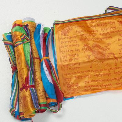 Religious  Tibetan Buddhist Supplies Colour Print Prayer Artificial Silk Tibet Lung Ta Banner Scriptures Garden Flags Decoration