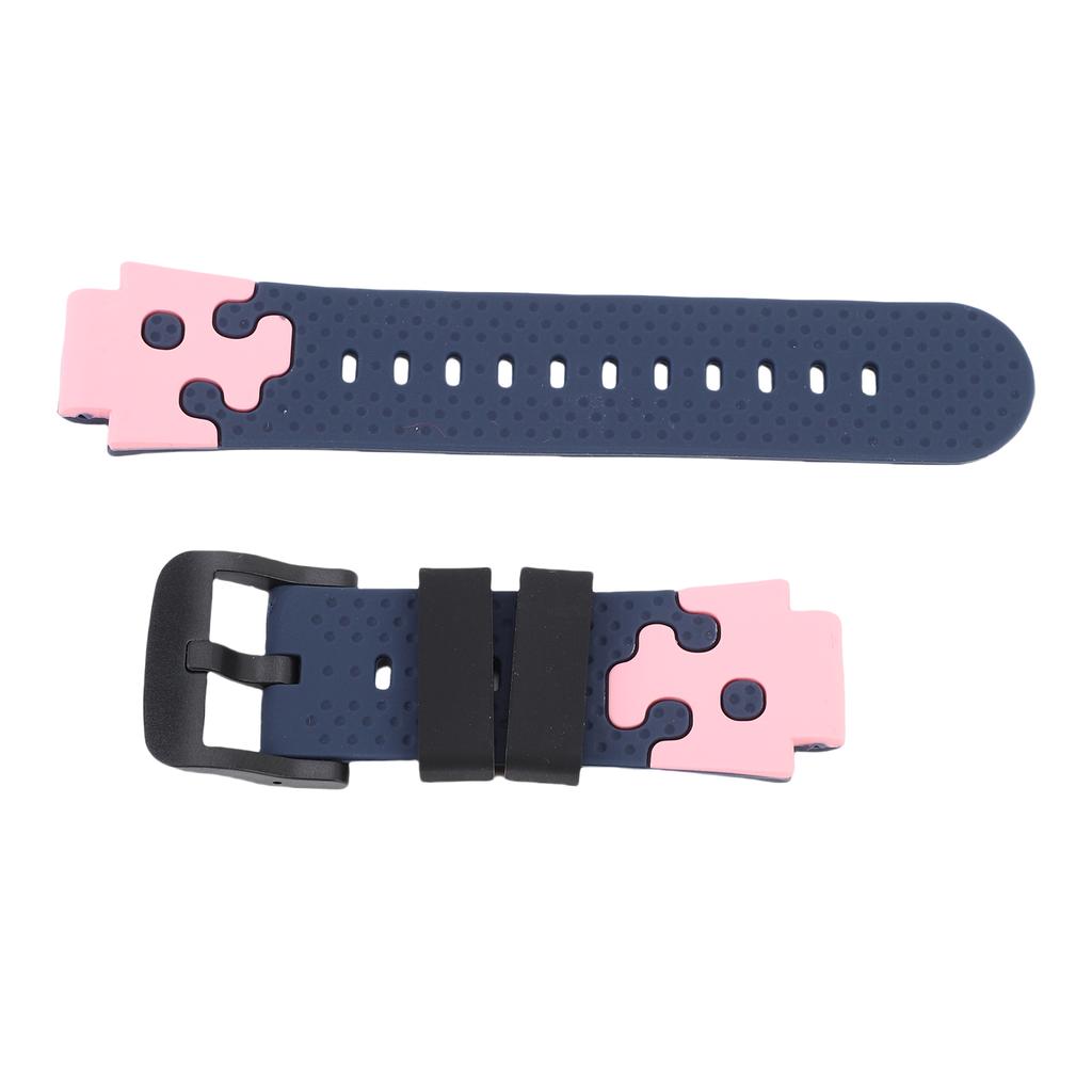 Bracelet de Montre en Silicone 15mm pour Enfants Étanche Bracelet de Montre de Sport de Rechange avec Boucle en Acier Inoxydable Rose