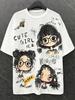 2025 New Summer Women's Fashion Brand Comfortable White T-Shirt Cartoon Print O-Neck Casual