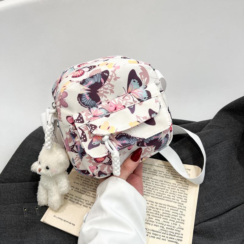 

Новая клетчатая сумка через плечо с принтом коровы и бабочки, женская сумка, маленький свежий рюкзак, большая вместимость, сумка через плечо Single pack