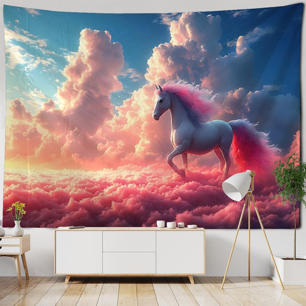 Dreamy Unicorn Tapestry Wall Hanging Hippie Home Bedroom Party Background Poster Cartoon Horse Dormitory Hanging Cloth Blanket