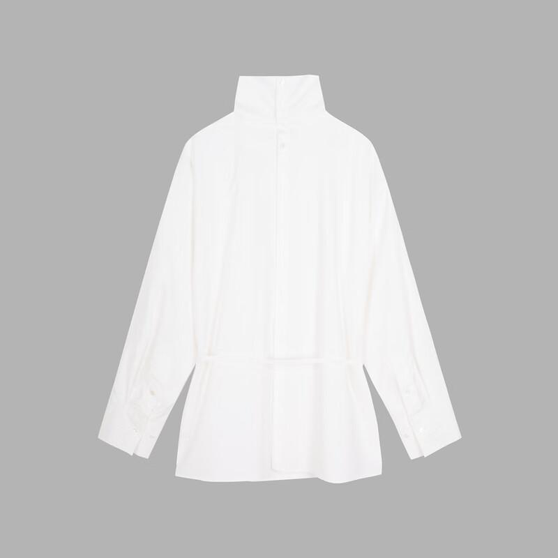 LESS 2024 Winter Cotton Blend Stand Collar Long Sleeve Shirt