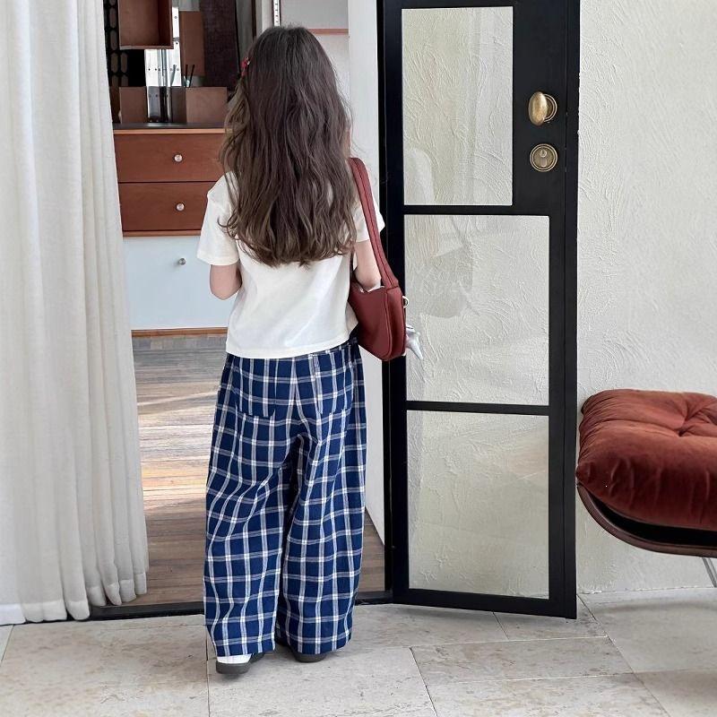 Girls' Cute Cartoon Top & Plaid Pants Set - Summer 2026 Edition