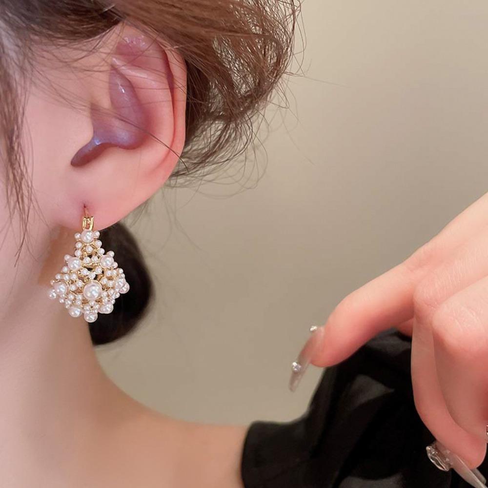 Personality Pearl Earrings Water Drop Shape Ear Hook Exquisite Drop Earrings  Wedding