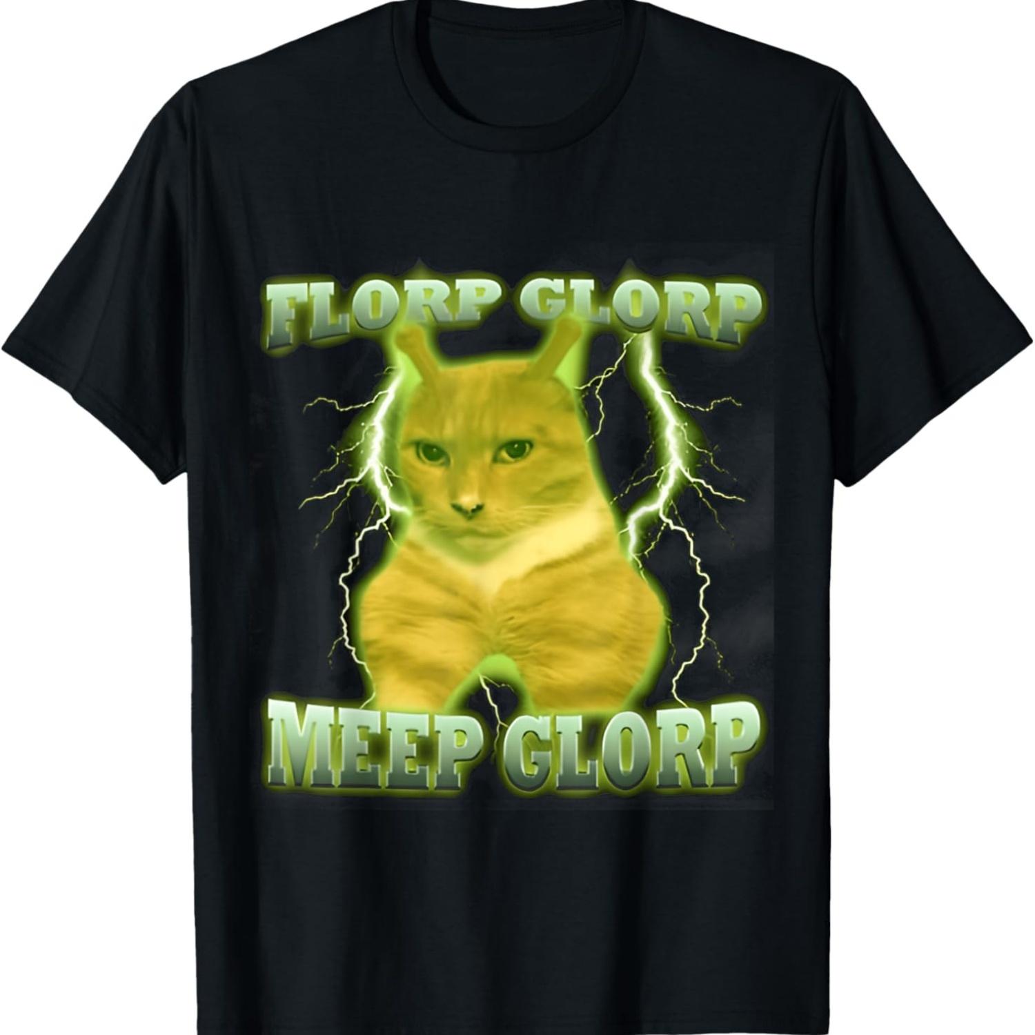 

Florp Glorp Meep Glorp Cat & Cat FUNNY Vintage Meme Cute Men Women Kids T-Shirt XXXXXL чорний