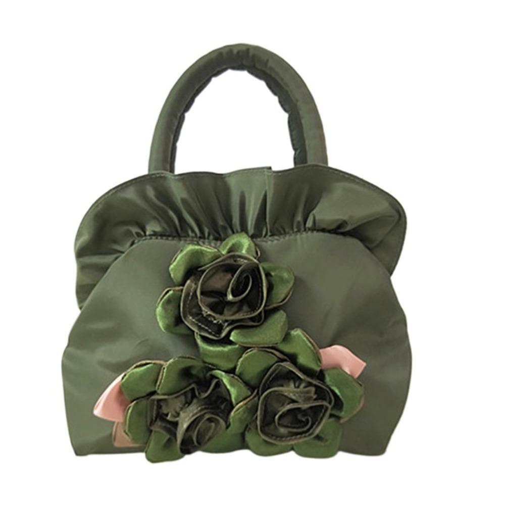 Satin Silk Hanfu Flower Drawstrings Bag Ruffle Small Purse Wallet Rose Flower Handbag  Ladies/Girls