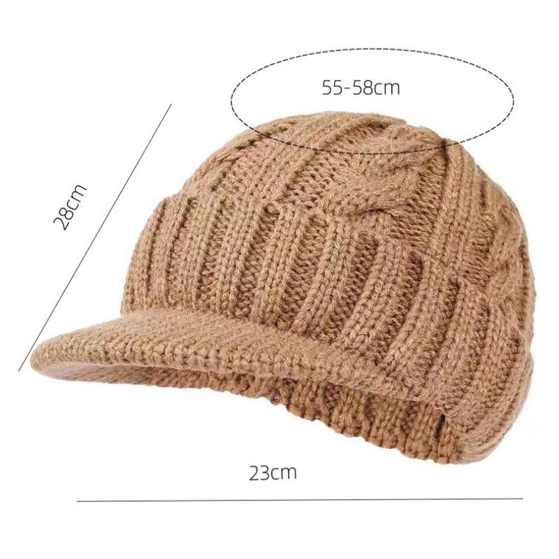 Knitted Hat Women Men Peaked Cap Winter Thermal Hat Outdoor Keep Warm