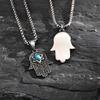 Vintage Fatima Hand Halskette für Männer Jungen, Edelstahl Hexagramm Türkis Anhänger, Punk Schmuck Geschenk