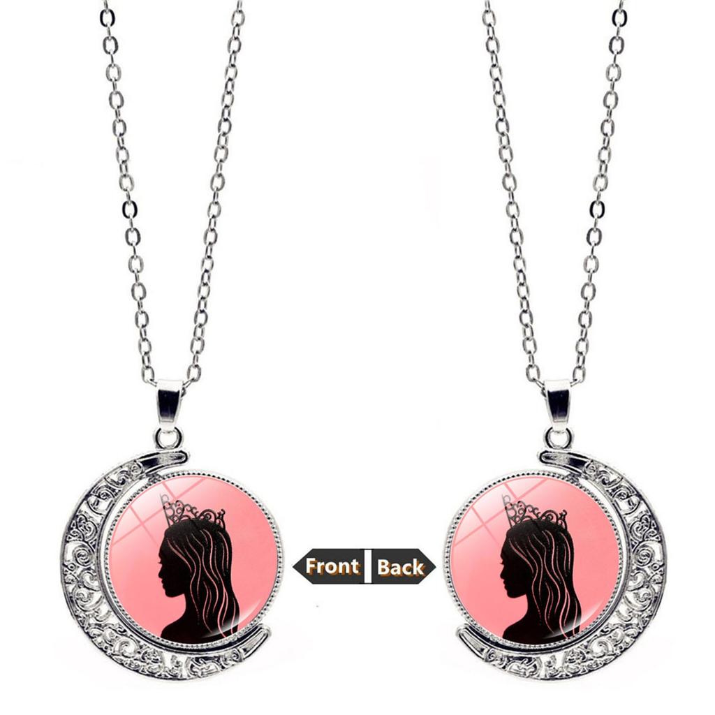Necklace double-sided rotating moon pendant