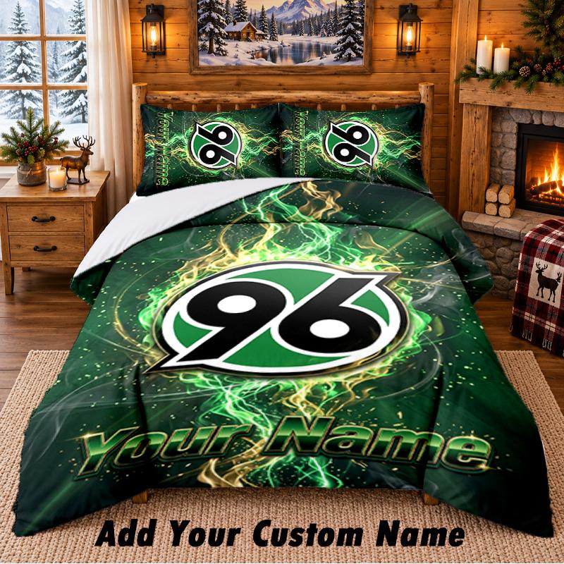 Hannover 96 Pattern Bedding 3Pcs Set Custom Name, Bed Sheet And Pillowcases For Home Bedroom