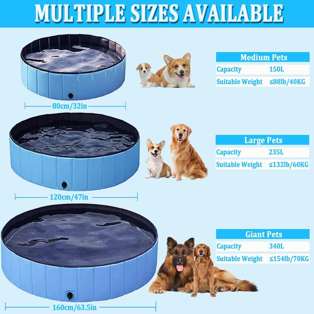 Taeku Dog Foldable and Portable PVC Bathtub for Small and Medium Indoor and Outdoor Use Pool, Kids, Babies, Dogs, (8030cm, Blue)