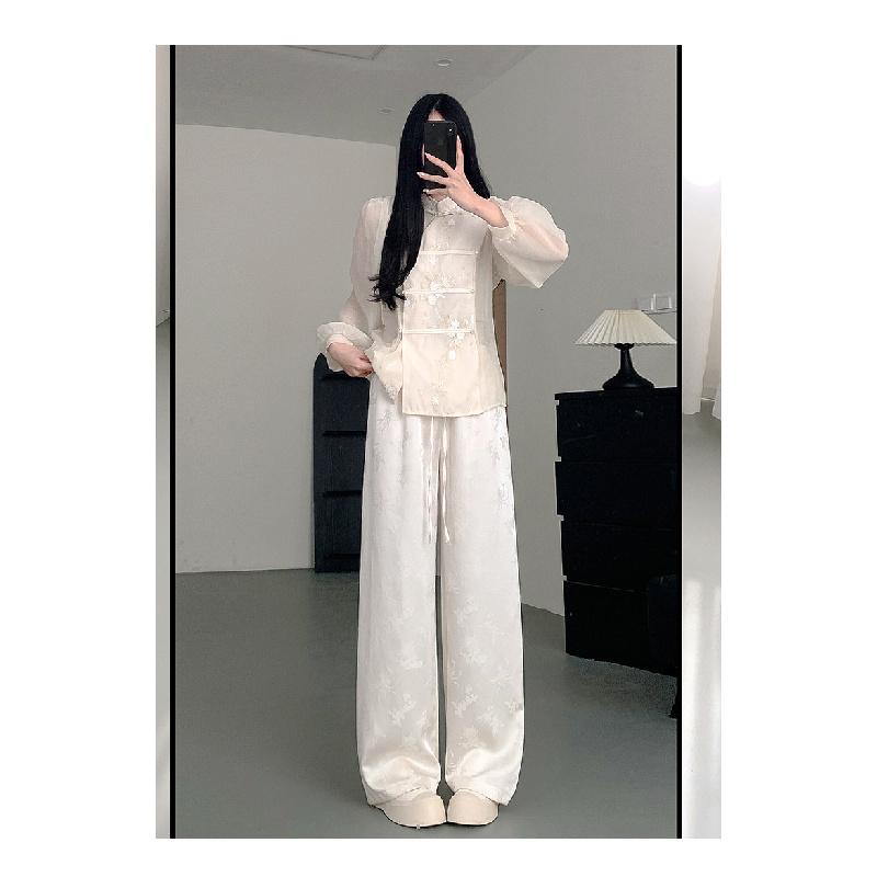 

Women s Wide-Leg Pants Spring/Autumn 2026 New Casual Loose Chinese Style Long Pants XL білий