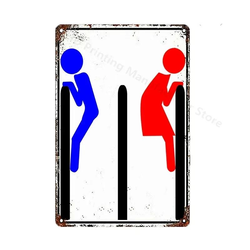 Toilet Sign Vintage Funny Metal Tin Signs Retro WC Lavatory Toilettes Wall Poster Art Bar Club Bathroom Toilet Wall Decor