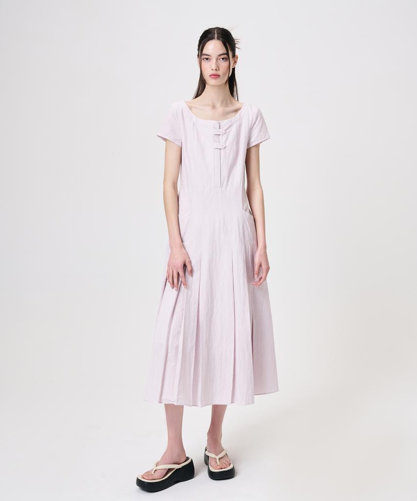 Etmont Linen Pleats Dress, Lavender Pink