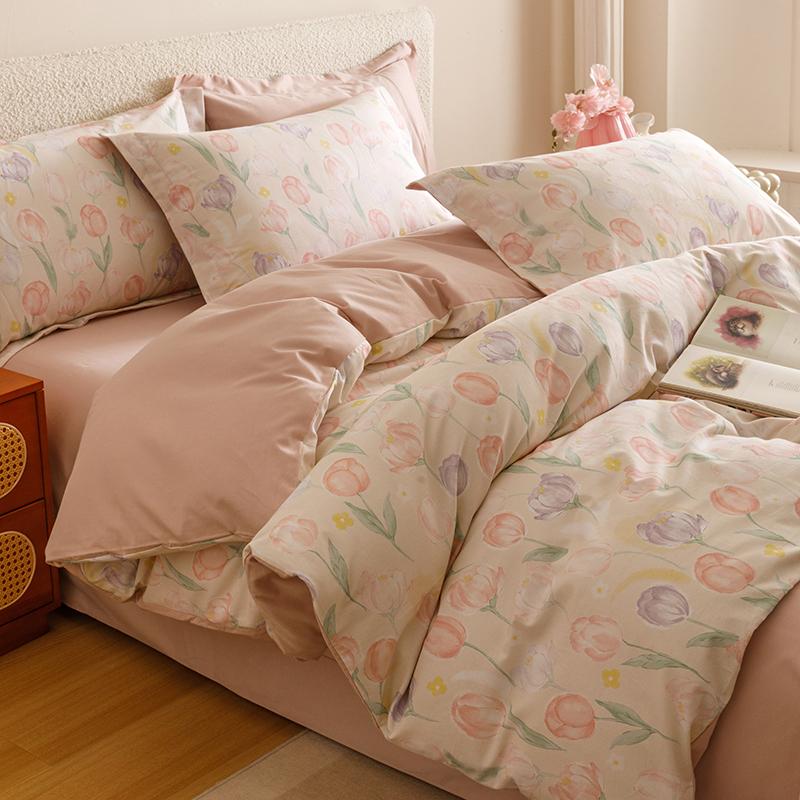 Sleep Grid Thickened Cotton Brushed Digital Printing Series Four Piece Set
