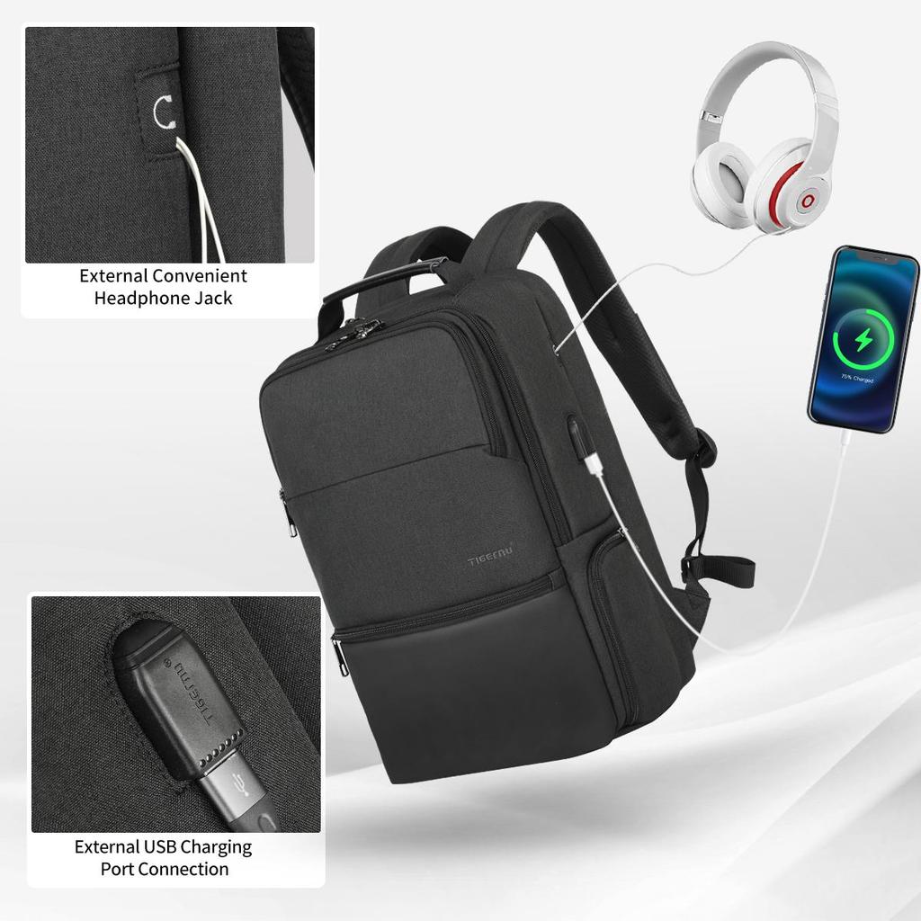 Tigernu Erweiterbarer Rucksack für Herren, 15,6–19 Zoll Laptop-Rucksäcke, männlicher Reiserucksack, 38 l, große Kapazität, Business-Tasche