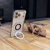 Luxury Plating Phone Case for iPhone 17 Pro Max 16 Plus 15 14 13 12 11 17 Air With Magnetic Ring Holder Stand Bracket Rack Cover
