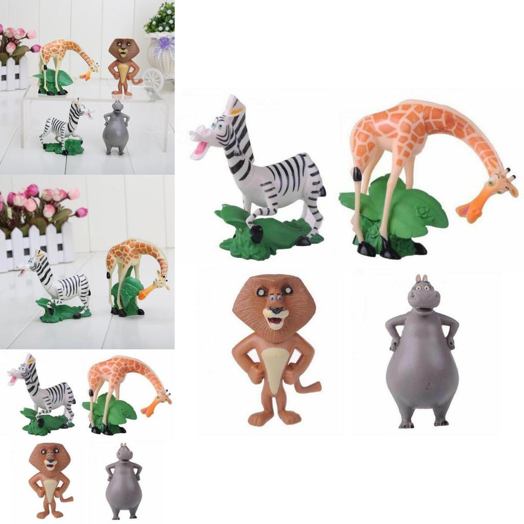 Miniature Madagascar Movie Action Figures 4 Roles Included Non-toxic Pvc Material