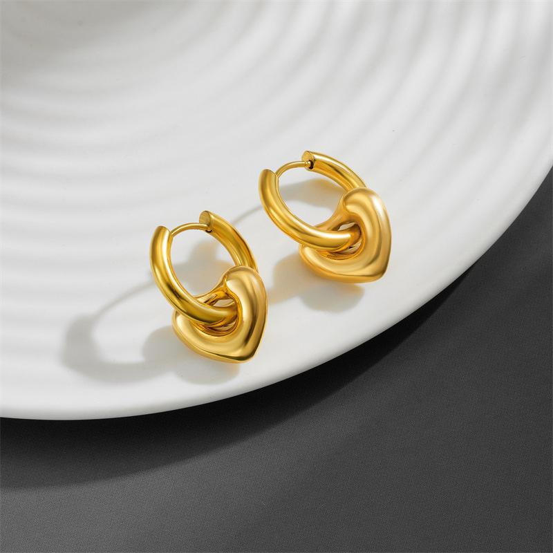 Exquisite stainless steel heart love hoop earrings Romantic fashion high quality  gift for women Gift