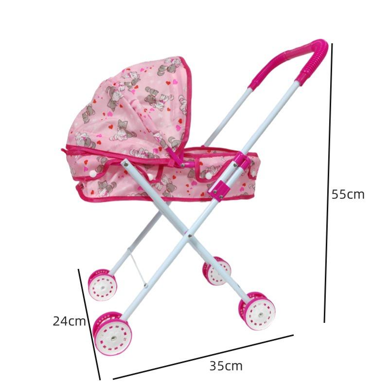 Foldable Children's Play Stroller Toy for Girls – Simulation Square Street Stall Design