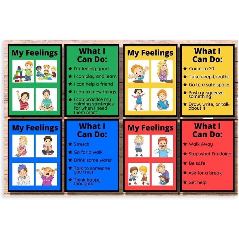 MYLU Emotional Management Zones Of Regulation Educational Poster 6 Canvas Poster Bedroom Decor Sports Landscape Office Room Decor Gift Unframe-style