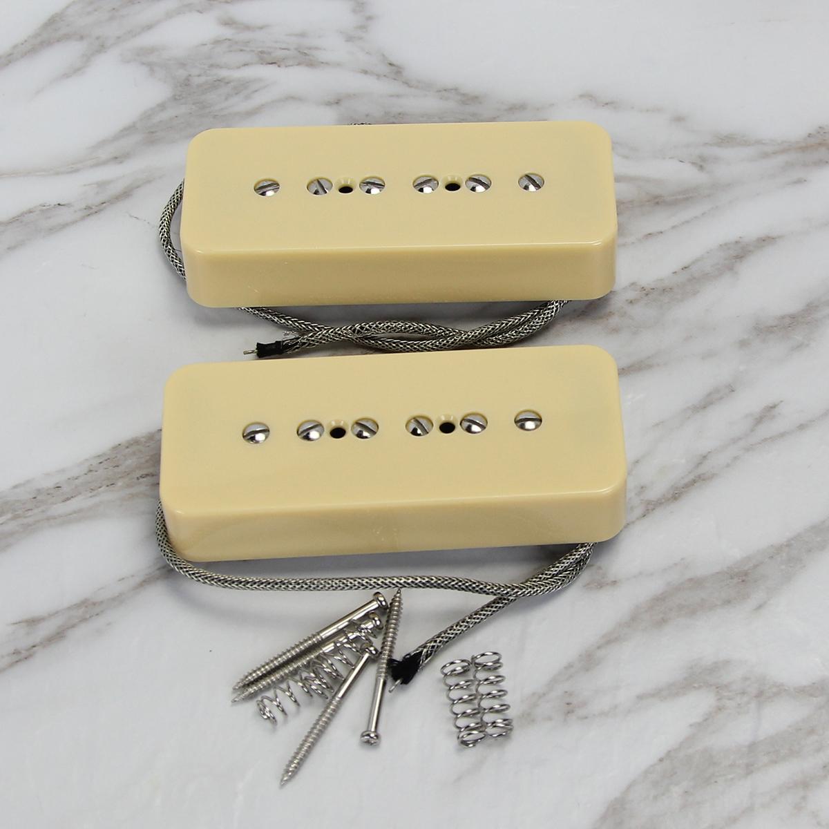 

FLEOR 2PCS Vintage Alnico 5 P90 Pickups Soapbar Single Coil Pickups Set Cream /Black/ Chrome Choose