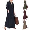 Damen-Frühlingskleid, Umlegekragen, locker, einreihig, langärmelig, reine Farbe, Knöpfe, Taschen, Hemdtyp, knöchellang, Herbst- und Alltags-Maxikleid