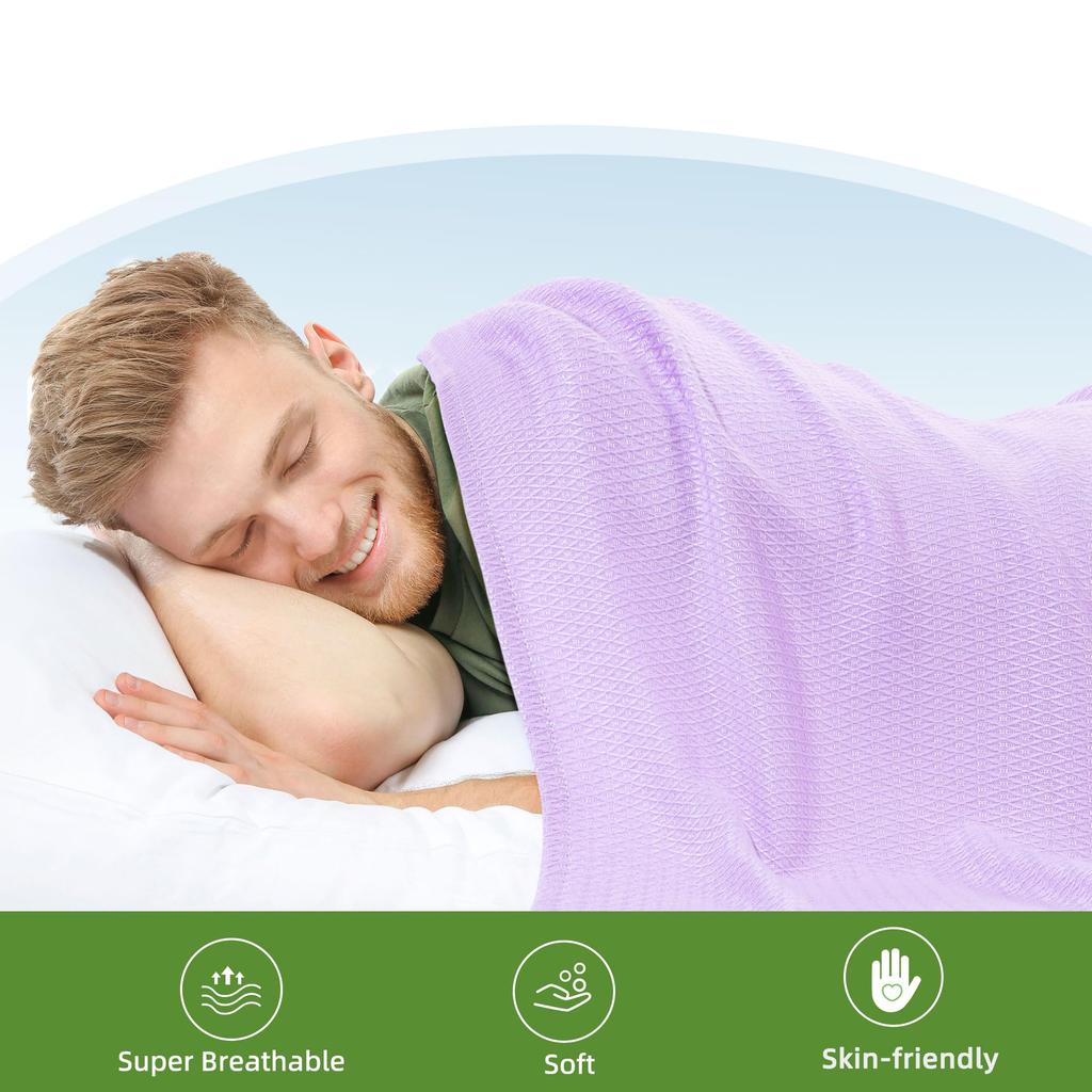 PiccoCasa Cooling Bamboo Fiber Blanket - All Seasons - Cool, Breathable, Soft, Lightweight, Skin-Friendly - For Bed or Sofa - Thin, Cool, Large Size -