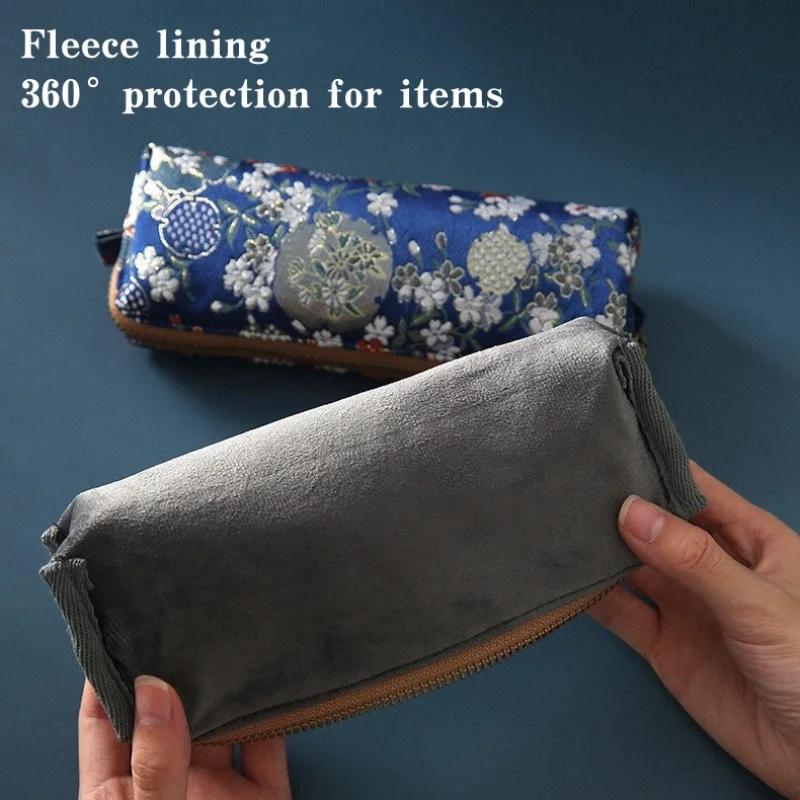 Vintage Embroidery Pencil Case Art Flower Bird Silk Brocade Pen Bags School Supplies Household Sundry Storage Pouch Kids Gifts