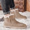 Men's Winter Leisure Outdoor Leather Fur Lined Patchwork Fleece Lined Thickened Snow Boots Warm Cold Resistant Cotton Shoes