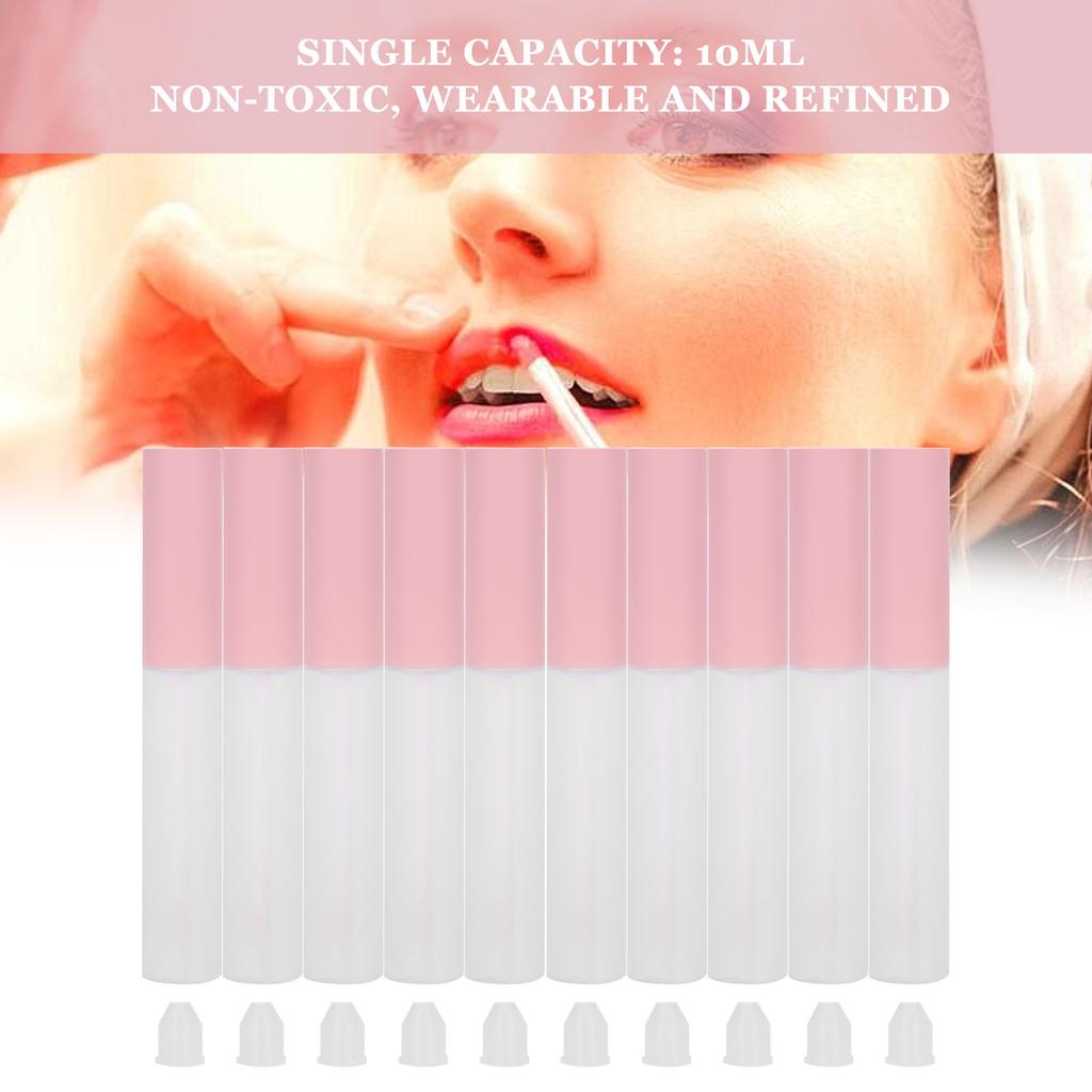 Lip Gloss Tubes Empty Lipstick Tubes Bottle Empty Refillable Cosmetics Containers (Brush SemiTransparent Bottle)