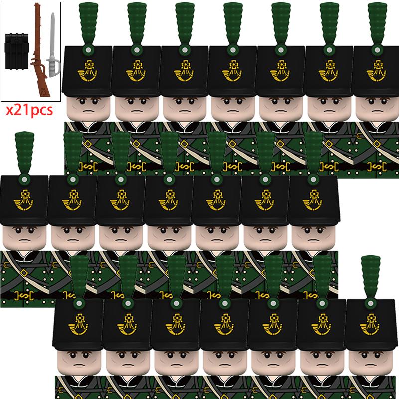 21 шт. Военные Средневековые Солдаты Пираты Фигурки Армия Шотландский Фузилер Конструкторы Оружие Кирпичные Игрушки