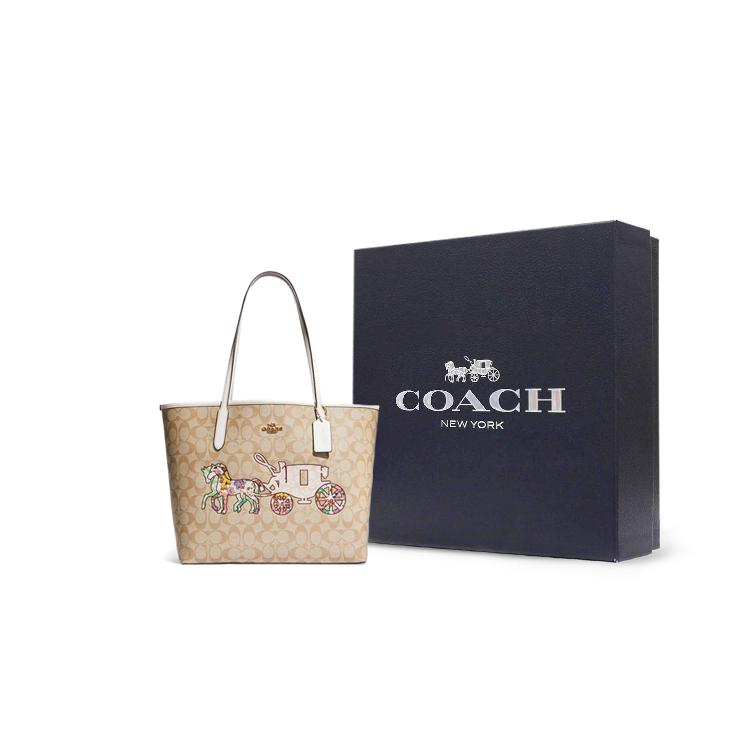 New COACH City Artificial Leather Tote Bag, Shopping Bag, Shoulder Bag, Handbag Tubas Women's Khaki CA607-IMOT4