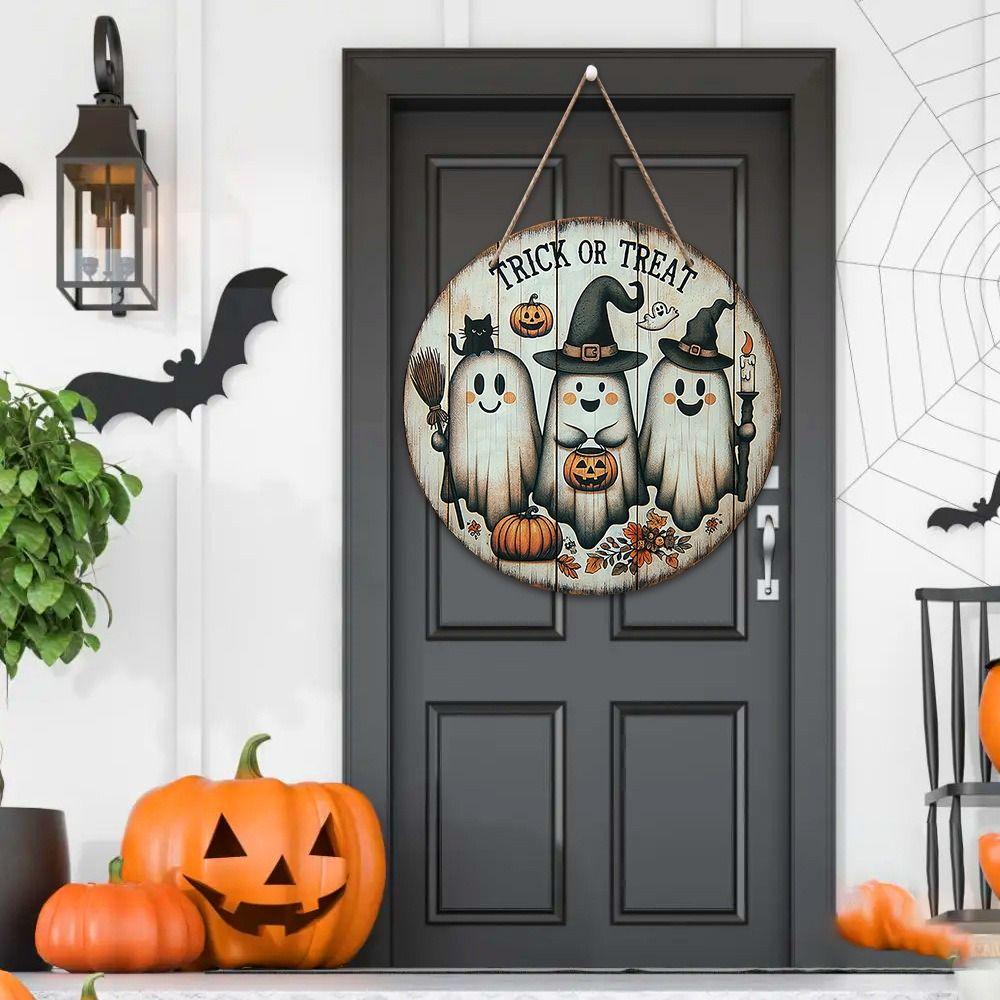 2D Pumpkin Head Art Decoration Wooden Hanging Pendant Door Decor Wreath Sign  Porch