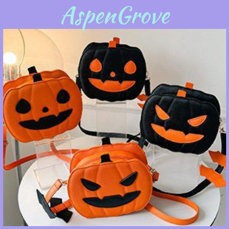 Trendige Mini-Kürbis-Umhängetasche für Halloween mit kreativem Color-Blocking-Design