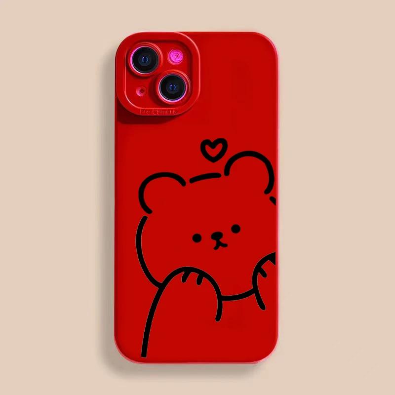 Minimalist Bear Silicone Phone Case For iPhone 16 15 14 13 12 11 Pro Max XS X XR 7 8 SE Back Cover Clear Funda